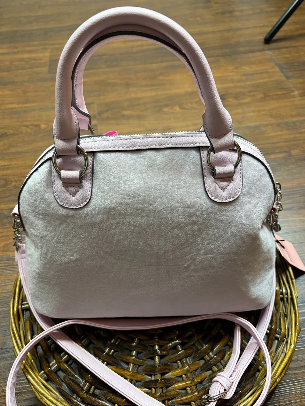 Juicy Couture Pink Mini Satchel with Embroidered Logo and Bow Charm